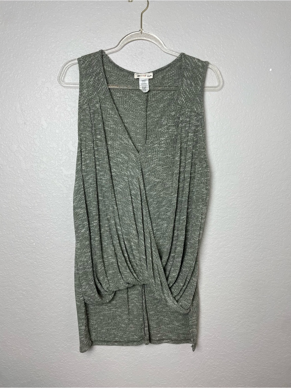 Sleeveless Draped Knit Top - Olive Green